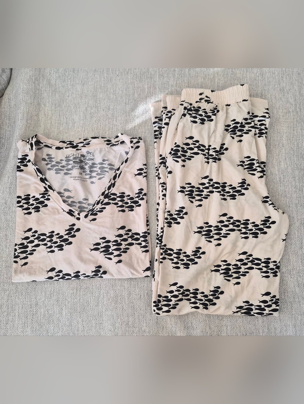 The Fighting Eel Fish Print Womens Pajama Set